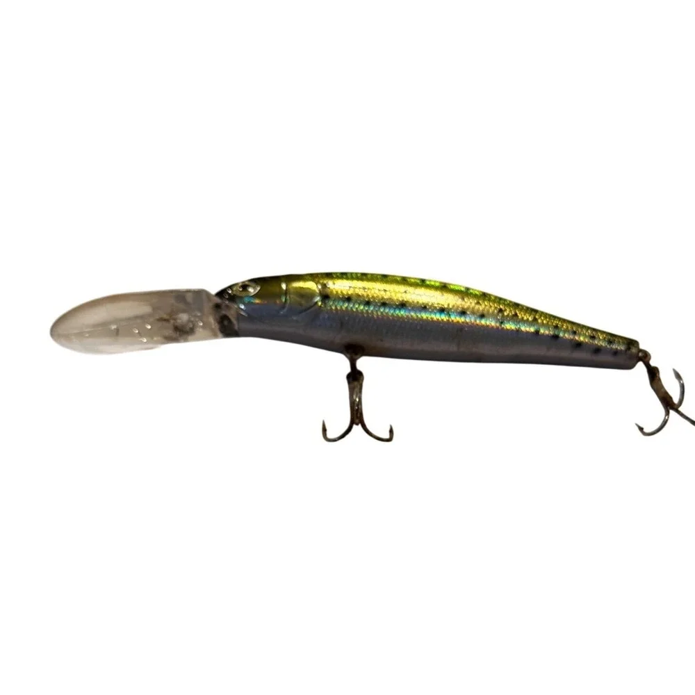 Holographic Gold Silver Deep‎ Diver Minnow Crankbait Fishing Lure 3.5 Inch